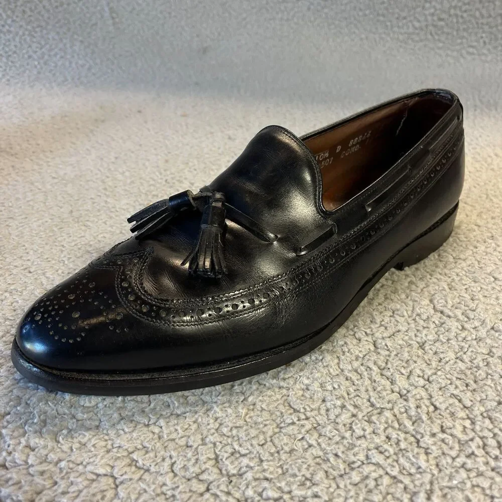 Allen Edmonds Dress Shoes Mens 10.5 D Black Manchester Tassel Loafers 8507